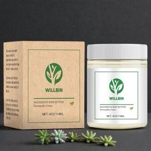 Magnesium Body Butter Neuropathy Cream‎ Skin Moisturizer Willbin 4oz EXP 10/27